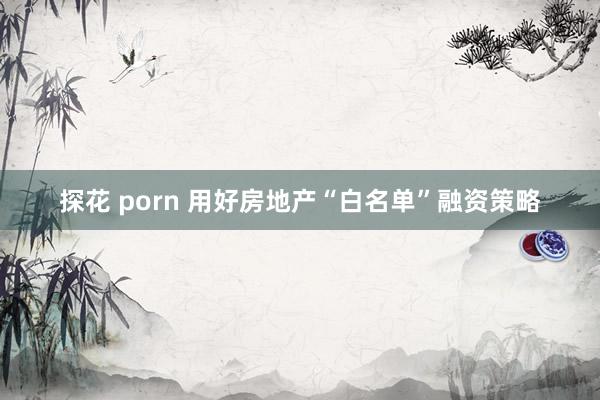 探花 porn 用好房地产“白名单”融资策略