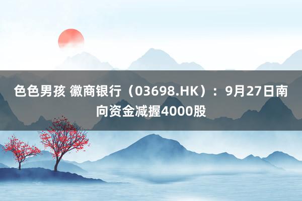 色色男孩 徽商银行（03698.HK）：9月27日南向资金减握4000股