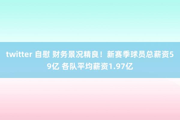 twitter 自慰 财务景况精良！新赛季球员总薪资59亿 各队平均薪资1.97亿