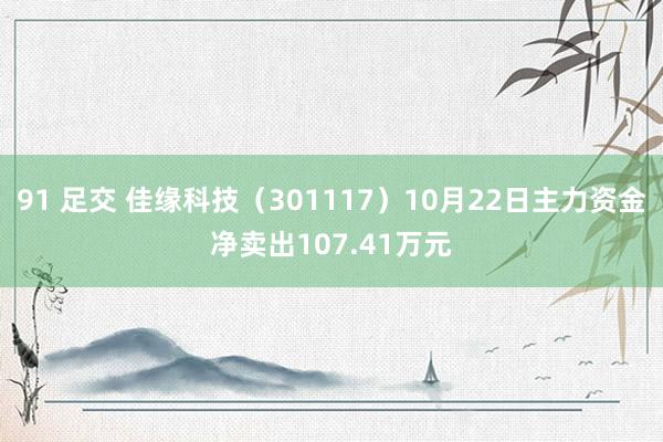 91 足交 佳缘科技（301117）10月22日主力资金净卖出107.41万元