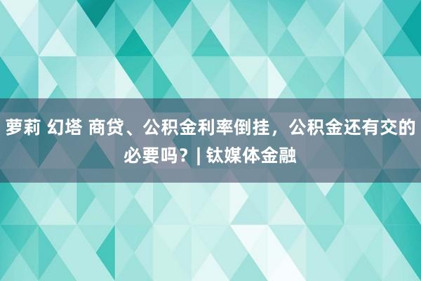 萝莉 幻塔 商贷、公积金利率倒挂，公积金还有交的必要吗？| 钛媒体金融