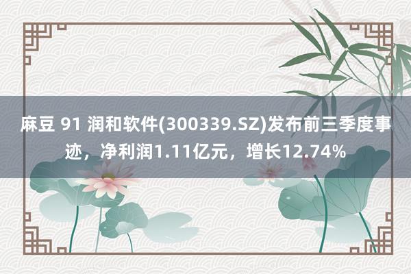 麻豆 91 润和软件(300339.SZ)发布前三季度事迹，净利润1.11亿元，增长12.74%