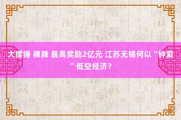 大摆锤 裸舞 最高奖励2亿元 江苏无锡何以“钟爱”低空经济？