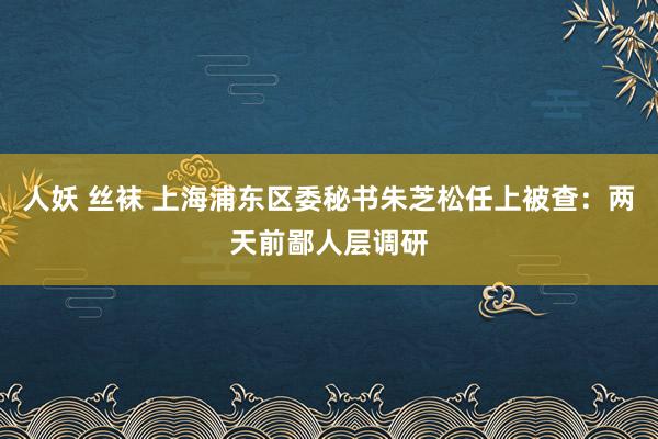 人妖 丝袜 上海浦东区委秘书朱芝松任上被查：两天前鄙人层调研